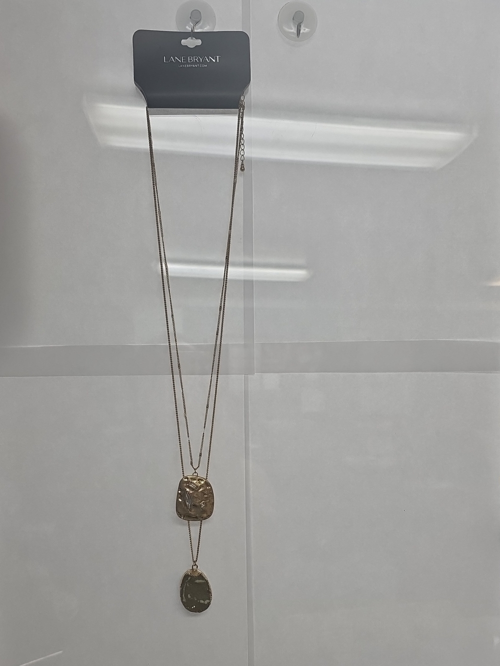 Lane Bryant Gold-Tone Double Layer Pendant Necklace with Textured Discs